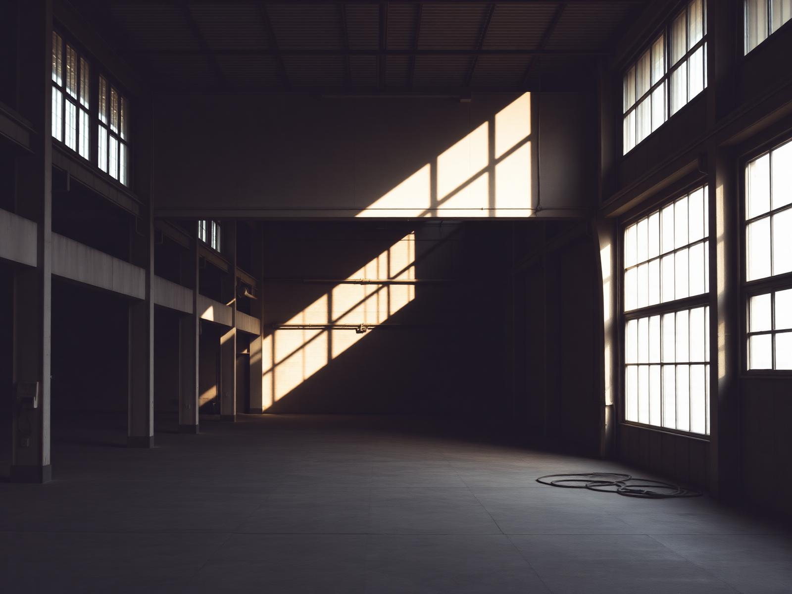 Empty industrial commercial space, sunlit